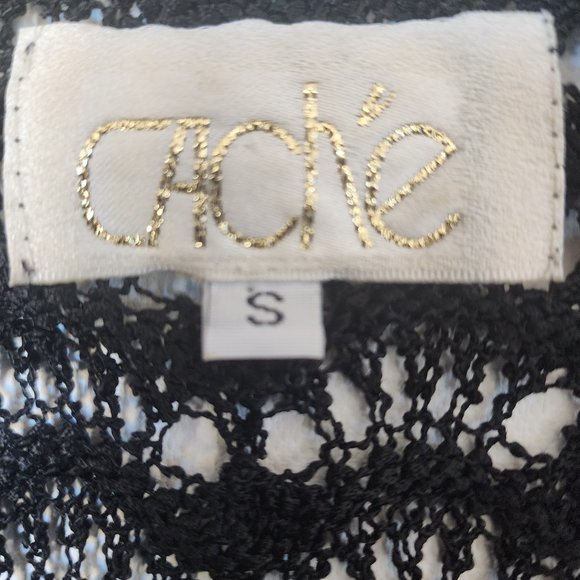 Cache Short Sleeves Knit Black Top Vintage - Picture 7 of 7